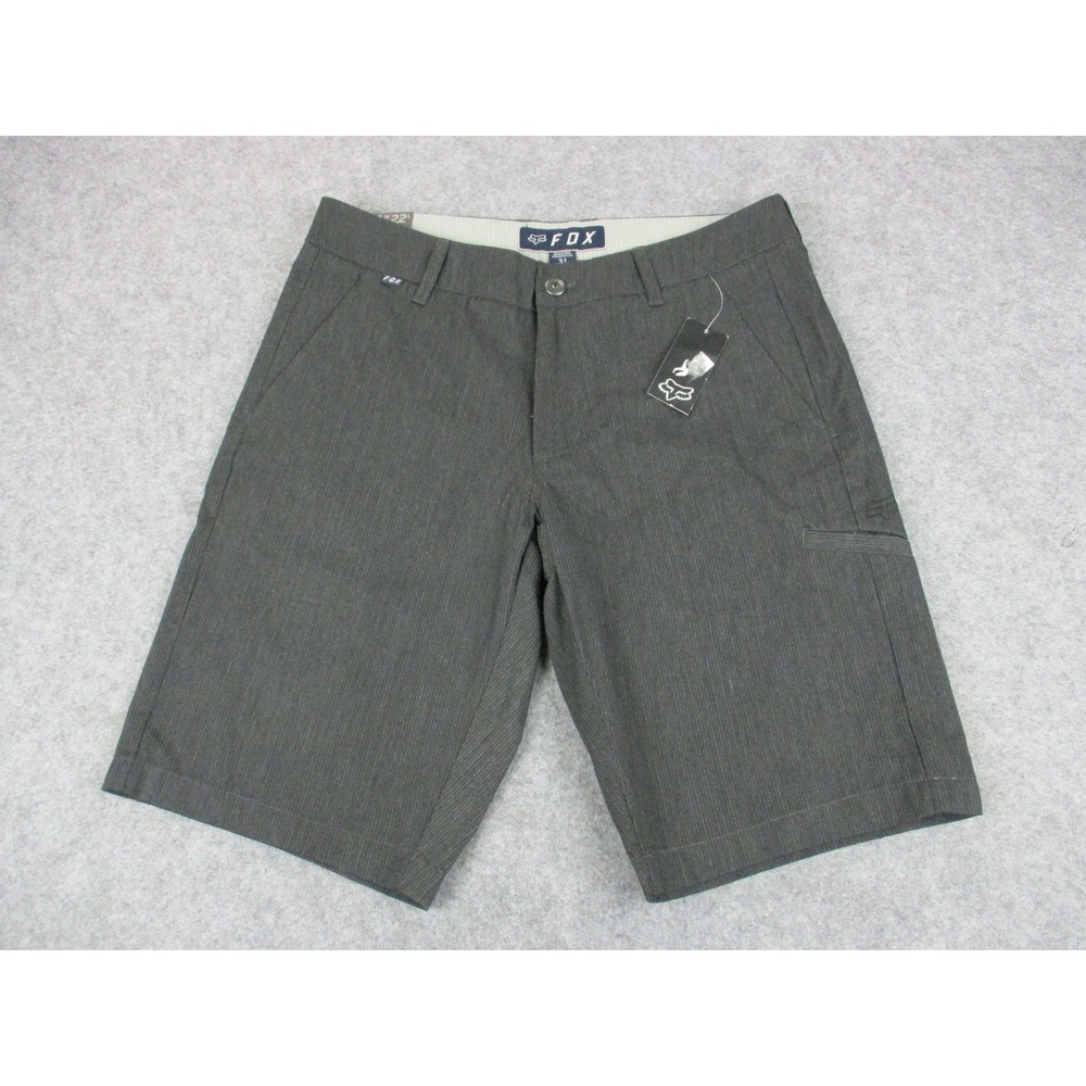 Fox Racing Shorts Mens 34* Gray Pockets Flat Front Chino Pinstripes